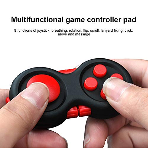 Fidget Pad Vert Skin Picking Toy, Caja Fuerte Ligera, Fidget Pad con 8 Funciones Fidget para niños(Black Red)