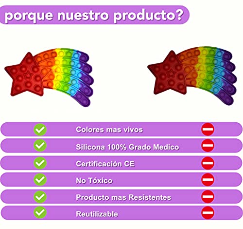 Fidget Toy Juguete Antiestres – Bubble Pop Sensorial Estrella para Niños y Adultos - Push Pop it Estrella - Juguetes Antiestrés de Explotar Burbujas para Aliviar estrés y Ansiedad.