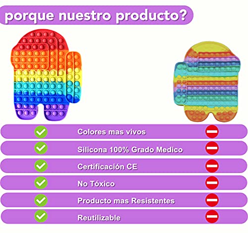 Fidget Toy Juguete Antiestres | Pop It Sensorial Among us Gigante para Niños y Adultos | Bubble Push Pop it Among Us | Juguetes Antiestrés de Explotar Burbujas para Aliviar Estrés y Ansiedad