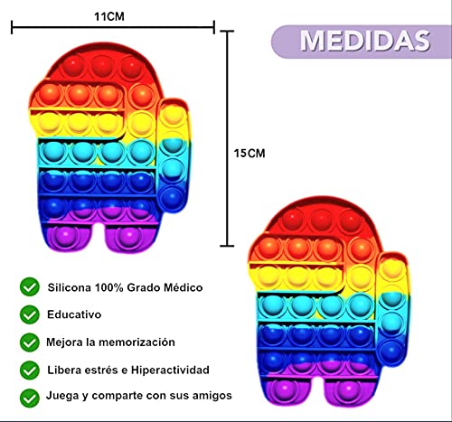 Fidget Toy Juguete Antiestres Pop It Sensorial Among Us para Niños y Adultos Bubble Push Juguetes Antiestrés de Explotar Burbujas para Aliviar estrés y Ansiedad L