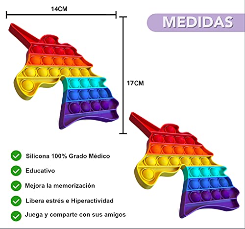 Fidget Toy Juguete Antiestres Pop It Sensorial para Niños y Adultos Bubble Push Juguetes Antiestrés de Explotar Burbujas para Aliviar estrés y Ansiedad Unicornio Multicolor