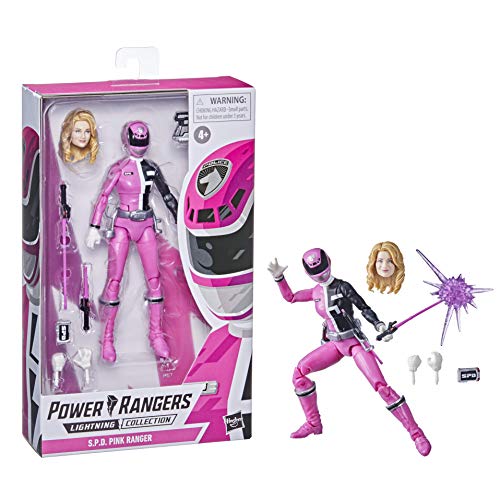 Figura de acción Coleccionable Premium de 15 cm de Ranger Rosa de S.P.D. de Power Rangers Lightning Collection con Accesorios