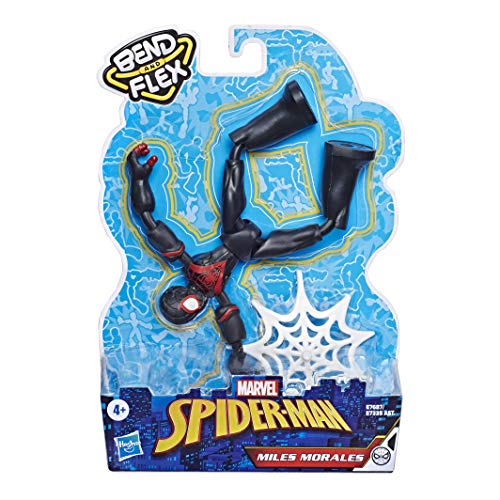 Figura de acción de Miles Morales de Marvel Spider-Man Bend and Flex, Figura Flexible de 15 cm, Incluye Accesorio arácnido, a Partir de 4 años