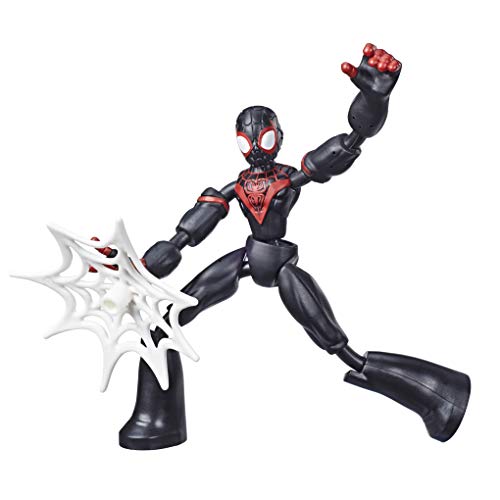 Figura de acción de Miles Morales de Marvel Spider-Man Bend and Flex, Figura Flexible de 15 cm, Incluye Accesorio arácnido, a Partir de 4 años