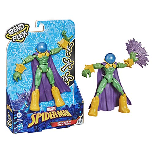 Figura de acción de Mysterio de Marvel Spider-Man Bend and Flex, Juguete Flexible de 15 cm, Incluye Accesorio, a Partir de 4 años