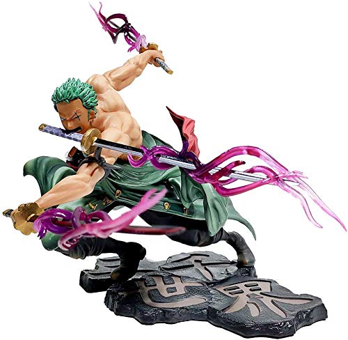 Figura de Roronoa Zoro del Anime One Piece, con tres cuchillas, País de Wano, decoración, coleccionable, juguete, Modelo de personaje