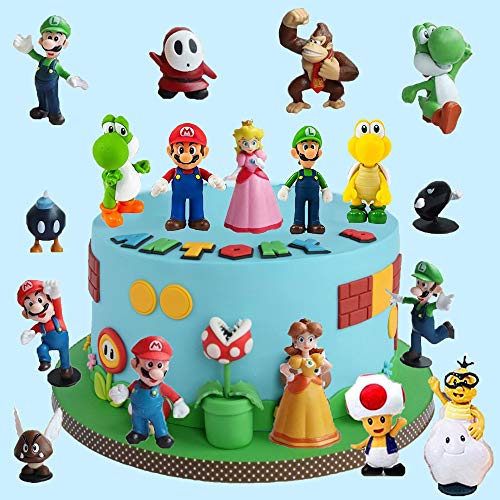 Figuras Super Mario Figures Decoración para Tartas de Cumpleaños 18PCS