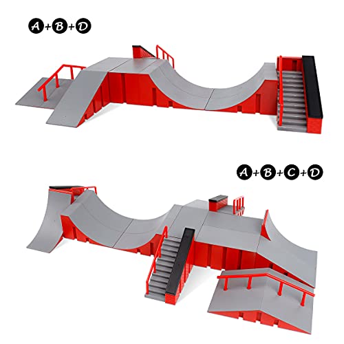 Finger Skateboard Rampas, CS COSDDI 4PCS Mini Pista Monopatines Dedos Juguetes Fingerboard Park Kit de Rampa Patinetas Dedos DIY Accesorios Juegos de Rampas para Niños, Estilo C