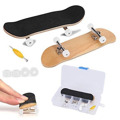 Fingerboard Finger Skateboards, Mini diapasón, Patineta de dedos profesional Maple Wood DIY Assembly Skate(Blanco)