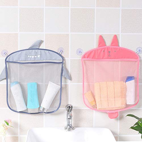 fish Colgando de Almacenamiento de baño de Pared de Dibujos Animados Bolsas de Punto Red de Malla Bolsa del baño del bebé Juguetes Champú Organizador de contenedores