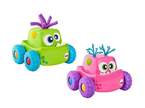 Fisher-Price Coche Monstruito verde, juguete gateo, bebé +9 meses (Mattel DRG15)