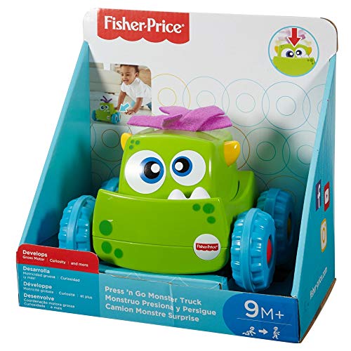 Fisher-Price Coche Monstruito verde, juguete gateo, bebé +9 meses (Mattel DRG15)