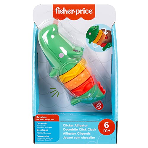 Fisher-Price Cocodrilo Click Clack Juguete sonajero Educativo, Regalo para bebés +6 Meses (Mattel GWL67)