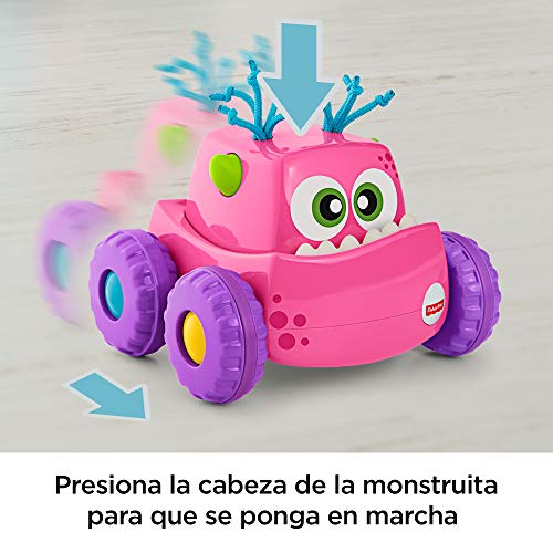 Fisher-Price DRG14 Press-N-Go Monster Truck Pink, Push and Go Crawling Toy, Suitable for 1 Year Old