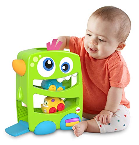 Fisher-Price-FYL40 Mostricillo con rampa y vehículos, Juguete para niños de 6 Meses, Multicolor (Mattel FYL40)