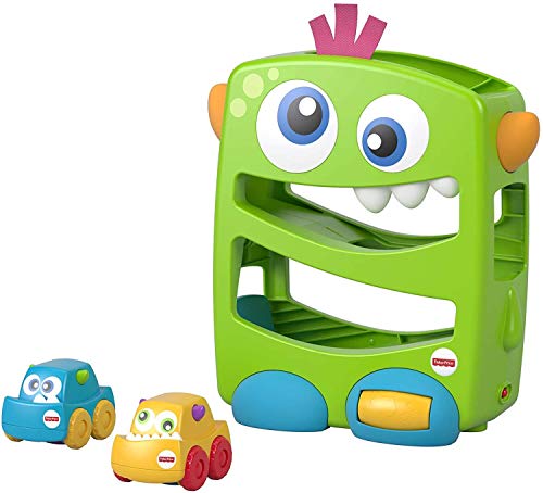 Fisher-Price-FYL40 Mostricillo con rampa y vehículos, Juguete para niños de 6 Meses, Multicolor (Mattel FYL40)