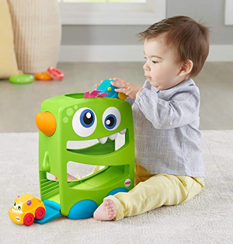 Fisher-Price-FYL40 Mostricillo con rampa y vehículos, Juguete para niños de 6 Meses, Multicolor (Mattel FYL40)