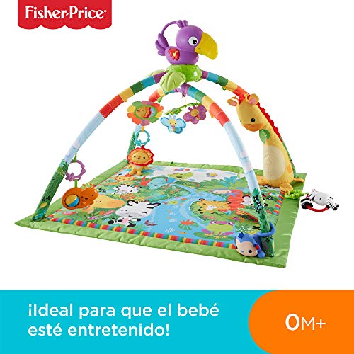 Fisher-Price - Gimnasio Deluxe Animalitos de la Selva, Manta de Juego Bebé (Mattel DFP08), Embalaje estándar