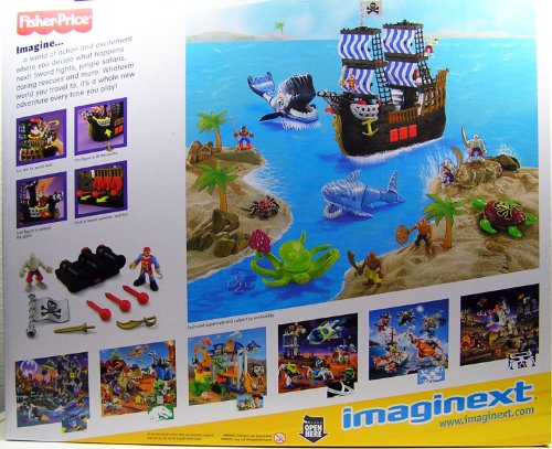 Fisher-Price Imaginext Black and Red Pirate Ship with 2 Figures by