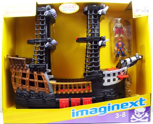 Fisher-Price Imaginext Black and Red Pirate Ship with 2 Figures by