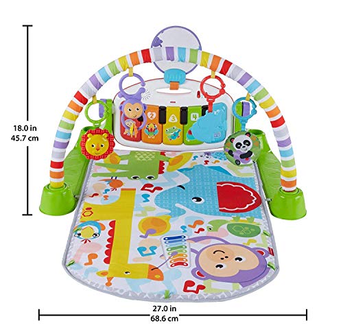 Fisher-Price Kick and Play Piano Gym, tapete de juego para bebé recién nacido con centro de actividades, música y sonidos, adecuado desde el nacimiento