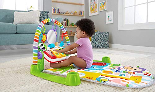 Fisher-Price Kick and Play Piano Gym, tapete de juego para bebé recién nacido con centro de actividades, música y sonidos, adecuado desde el nacimiento