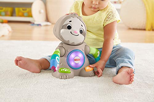 Fisher-Price Linkimals Matthieu le Paresseux, juguete interactivo de aprendizaje, sonidos y luces, versión francesa, 9 meses y más, GHY89