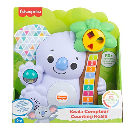 Fisher-Price Linkimals Nicolas le Koala, Juguete Interactivo de Aprendizaje, Sonidos y Luces, versión Francesa, 9 Meses y más, GRG69