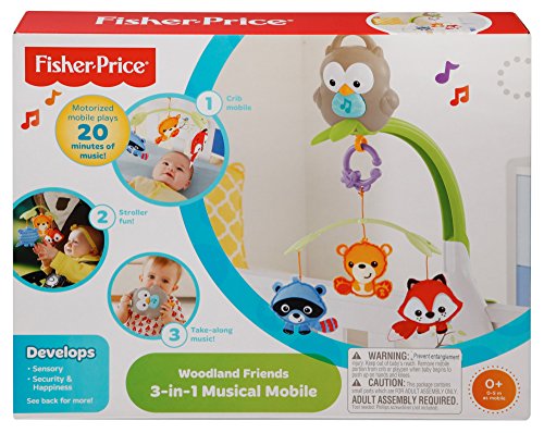 Fisher Price Móvil musical 3 en 1, juguete y proyector de cuna para bebés recién nacidos (Mattel CDM84)