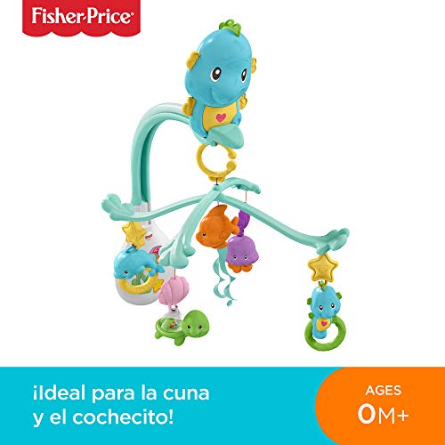 Fisher-Price Móvil musical caballito de mar, para bebé +0 meses (Mattel DFP12)