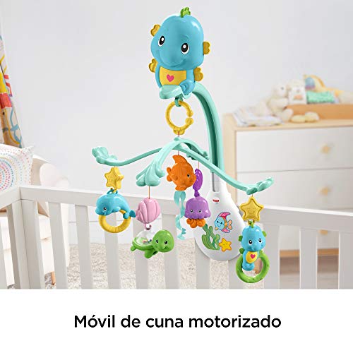 Fisher-Price Móvil musical caballito de mar, para bebé +0 meses (Mattel DFP12)