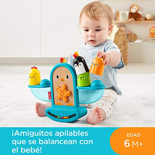 Fisher-Price Pájarito Apila y Suena, juguete apilable con sonajeto bebés +6 meses (Mattel GJW26)