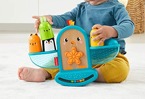 Fisher-Price Pájarito Apila y Suena, juguete apilable con sonajeto bebés +6 meses (Mattel GJW26)