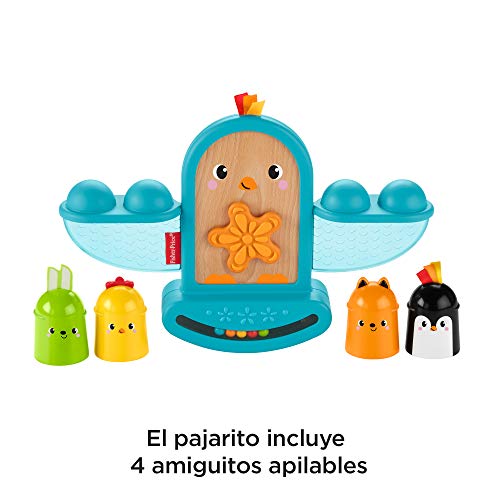 Fisher-Price Pájarito Apila y Suena, juguete apilable con sonajeto bebés +6 meses (Mattel GJW26)