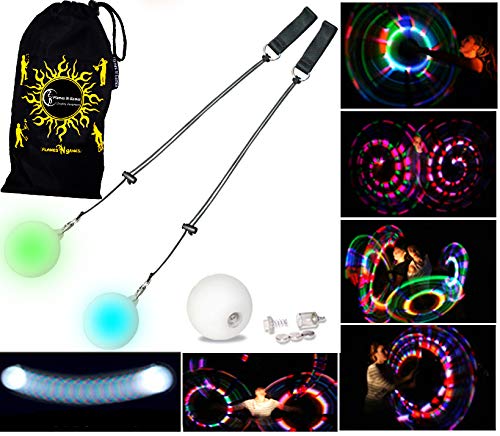 Flames 'N Games LED POI - Glow POI - Estroboscopico Rapido + Bolsa de Viajo!