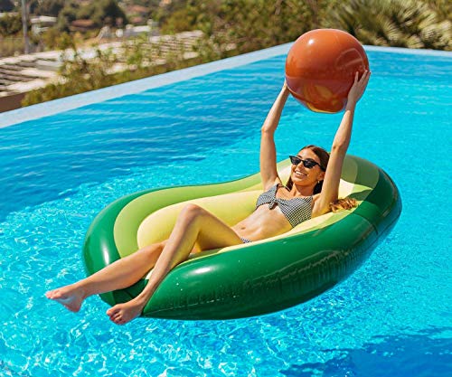 Flamingueo Flotador Aguacate - Aguacate Hinchable Piscina, Colchoneta Hinchable Aguacate, Flotador Gigante, Flotador Adulto, Colchoneta Piscina, Flotadores Piscina, Colchoneta Aguacate, 160x125 cm