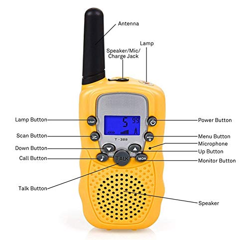 Flybiz Walkie Talkie Niños PMR446 8 Canales LCD Pantalla Función VOX 10 Tonos de Llamada Bloqueo de Canal Linterna Incorporado 8 Canales LCD Pantalla VOX …