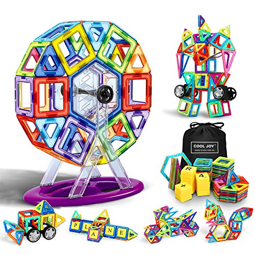 Flyfun Bloques Magneticos Magneticos, Juguetes Construcciones Magneticas para Niños, 117 Piezas Bloques Magnéticos 3D Juguetes Construcción, con Trae un Libro Tutorial, una Bolsa de Almacenamiento