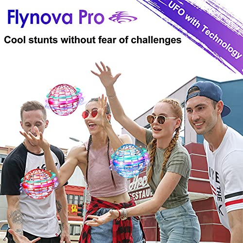 Flynova Pro Flying Orb, Mini Drone Bola Voladora Incorporado RGB LED Spinner 360 ° UFO Giratorio, Mágico Magic Volar Juguetes para Niños Adultos al Aire Libre Interior (Azul)