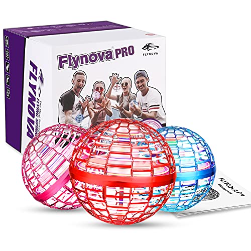 Flynova Pro Flying Orb, Mini Drone Bola Voladora Incorporado RGB LED Spinner 360 ° UFO Giratorio, Mágico Magic Volar Juguetes para Niños Adultos al Aire Libre Interior (Rojo)