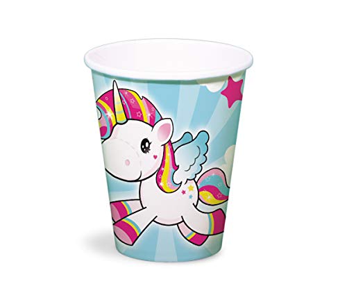 Folat 65041 - Vasos (250 ml, 8 unidades), diseño de unicornio