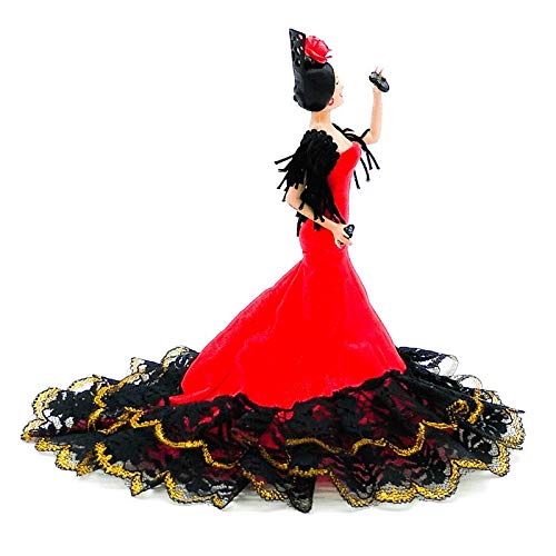 Folk Artesanía Muñeca 20 cm andaluza o Flamenca Vestido con Cola. Similar Marin Dolls. Fabricado en España Edición Limitada (Amarillo Oro)