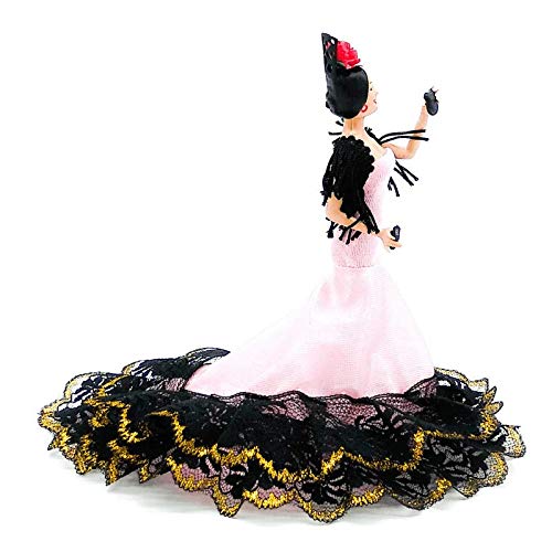 Folk Artesanía Muñeca 20 cm andaluza o Flamenca Vestido con Cola. Similar Marin Dolls. Fabricado en España Edición Limitada (Amarillo Oro)