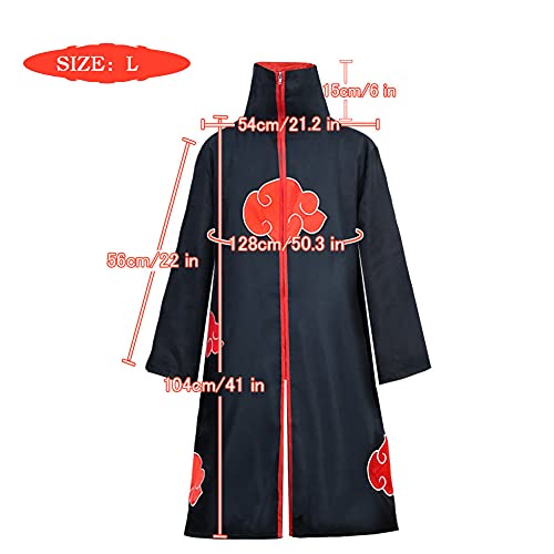 Formemory Akatsuki - Abrigo infantil unisex para cosplay, disfraz con cinta para la cabeza, anillos Akatsuki, anime, cosplay, chaqueta de Halloween, Navidad, fiesta, disfraz (Black-XXS)