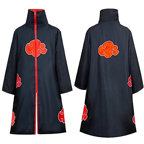 Formemory Akatsuki - Abrigo infantil unisex para cosplay, disfraz con cinta para la cabeza, anillos Akatsuki, anime, cosplay, chaqueta de Halloween, Navidad, fiesta, disfraz (Black-XXS)