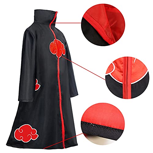 Formemory Akatsuki - Abrigo infantil unisex para cosplay, disfraz con cinta para la cabeza, anillos Akatsuki, anime, cosplay, chaqueta de Halloween, Navidad, fiesta, disfraz (Black-XXS)