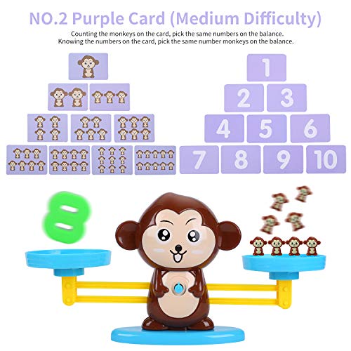 FORMIZON Equilibrar Juego de Matemáticas, Juguete Animal Balanza, Juguete Educativo Niños Balanza de Equilibrio Números Tarjetas, Juego Divertido Regalo Educativo para Niñas Niños (Monos)