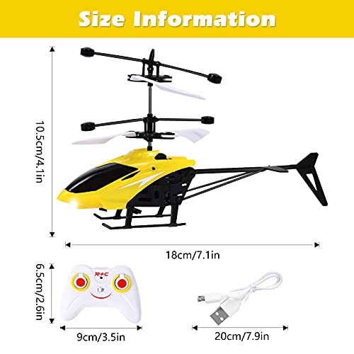 FORMIZON Helicóptero RC, Mini Helicóptero de Control Remoto con Luces LED, Despegue/Aterrizaje con un Botón Helicóptero Teledirigido para Interior y Exterior, Juguete de Regalo para Niños (Amarillo)