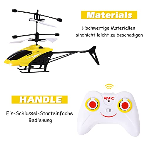 FORMIZON Helicóptero RC, Mini Helicóptero de Control Remoto con Luces LED, Despegue/Aterrizaje con un Botón Helicóptero Teledirigido para Interior y Exterior, Juguete de Regalo para Niños (Amarillo)