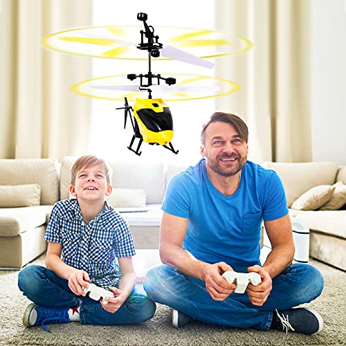 FORMIZON Helicóptero RC, Mini Helicóptero de Control Remoto con Luces LED, Despegue/Aterrizaje con un Botón Helicóptero Teledirigido para Interior y Exterior, Juguete de Regalo para Niños (Amarillo)